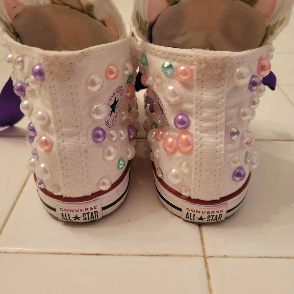 Custom Converse Unicorn Beaded‎ Shoes Infant 9 Embroidered Bling Glam Gift